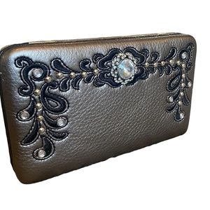 Embellished Silver and Black Wallet